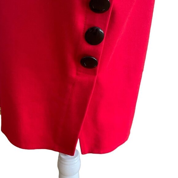 Retro Cherry Red Pinup Pencil Skirt with Button Accents Size L - Picture 6 of 8